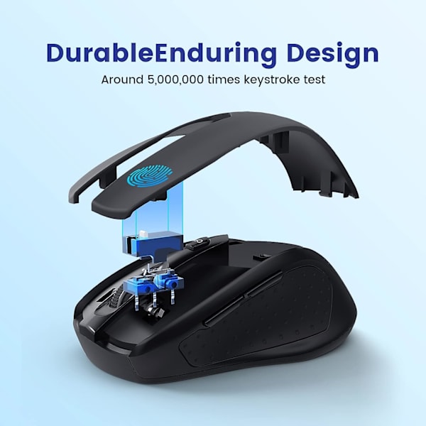 Svart Trådløs Mus, 2400 DPI Trådløs Mus med 6 Knapper, Ergonomisk