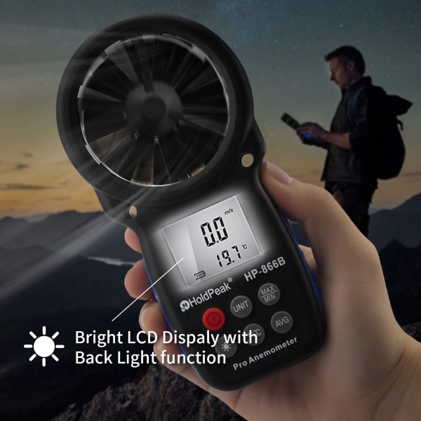866B Digital Anemometer Håndholdt Vindhastighetsmåler for Måling