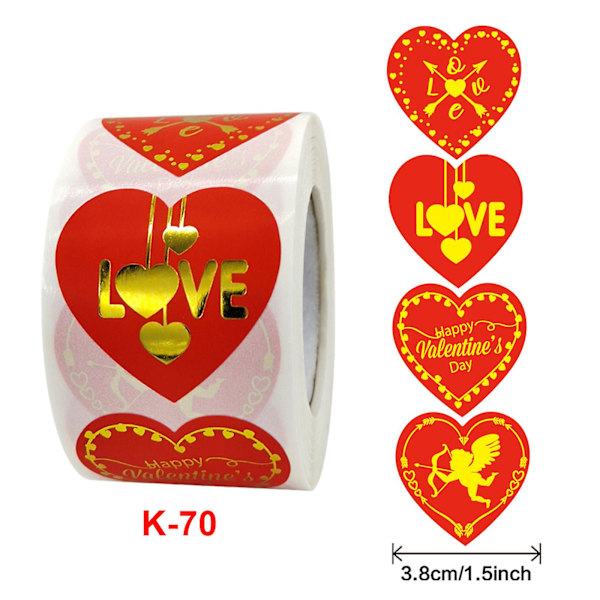 &1 Rulle Hjerteklistermærker Valentinsindpakningsmærker DIY Scrapbooking Klistermærker Rulle&