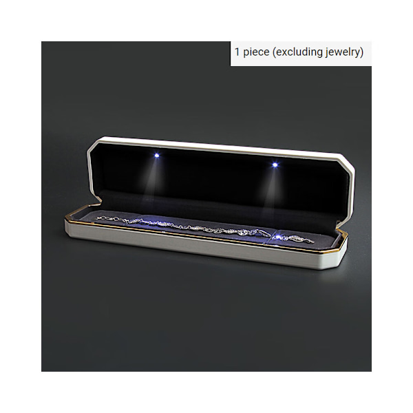 En (hvid, ca. 23,4*6*3,2 cm) LED smykkeskrin med lys, bh