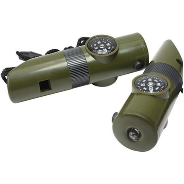 2 st Outdoor Multifunktionell Camping Överlevnadsvissla med LED-lampa