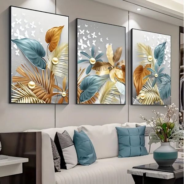 ##/Værelsesdekoration maleri 30*40*3 - Gylden sommerfugl, Hotel r##/