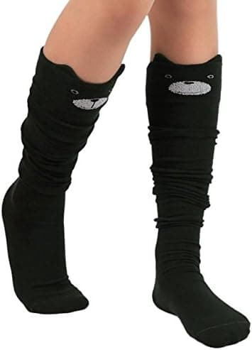 ##/Cartoon Damsockor för kvinnor - Mörkgrå, Långa Sockor, Knähöga##/