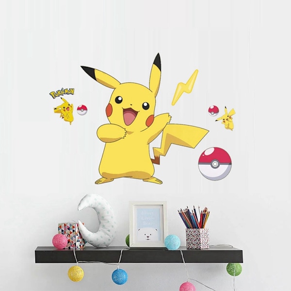 ##/Väggdekaler för stora Pikachu, peel and stick, för barn, tecknade väggdekaler##/