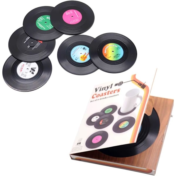 6 stk. Sorte CD-Plade Underlag