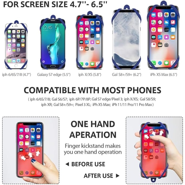 Silikon Telefon Cover (Sort) med Ringholder til Universal Smart