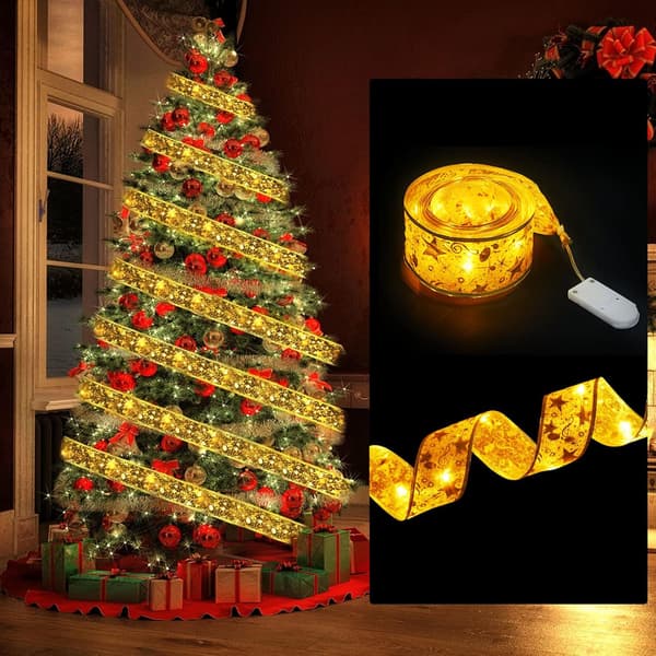 ##/Glimmande Bandljus - Guld, 2M 20LED Bandljus, Jul##/