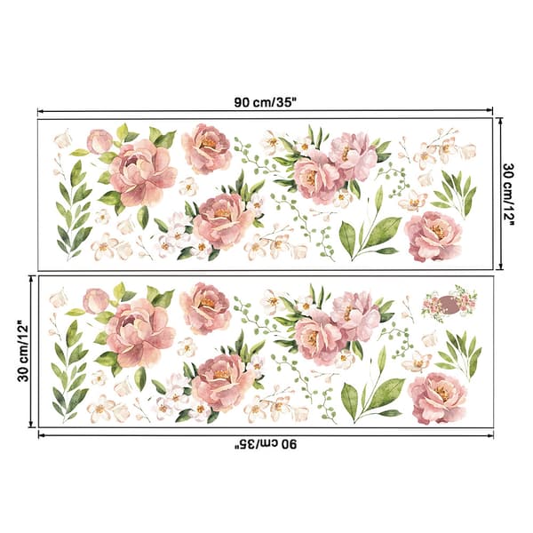 ##/Stora Pionblommor Väggdekaler Vattenfärg Blommiga Väggdekaler Sovrum Vardagsrum TV##/