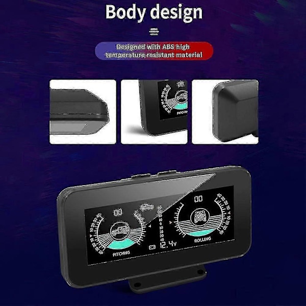 Smart Bil Digital Inclinometer HD LCD-skärm Bil Lutningsvinkel Alarm Auto HUD Med Spänningsövervakning