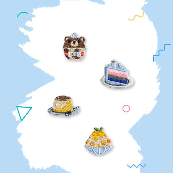##/20 broderade badges med sommarte-tema för sömnad##/