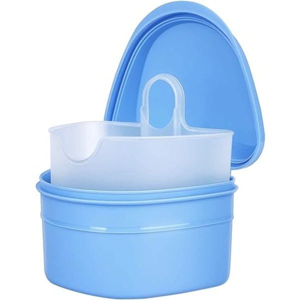 Hammasproteesin puhdistussarja: Hammasproteesin puhdistuslaatikko hammasproteesiharjalla (Blu