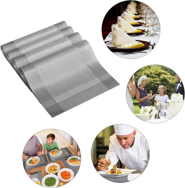 Set med 4 PVC-vinylunderlägg, värmebeständiga halkfria underlägg