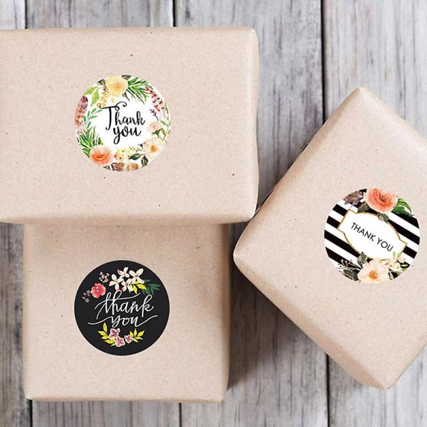 500 stk/rulle Blomster Tak Stickers Scrapbooking Til Gaveæske Dagbog Dekoration Runde Stempel Stickers Citron Rose Blomster Etiketter