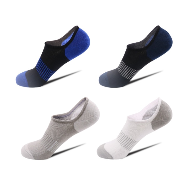 4 par lave sokker for kvinner menn Usynlig anti-skli bomull Sport