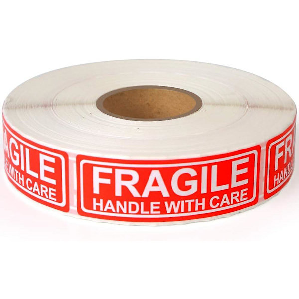 Fragile - håndter med forsiktighet - Fraktklistremerker - 1&quot; x 3&quot; - 500 etiketter per rull