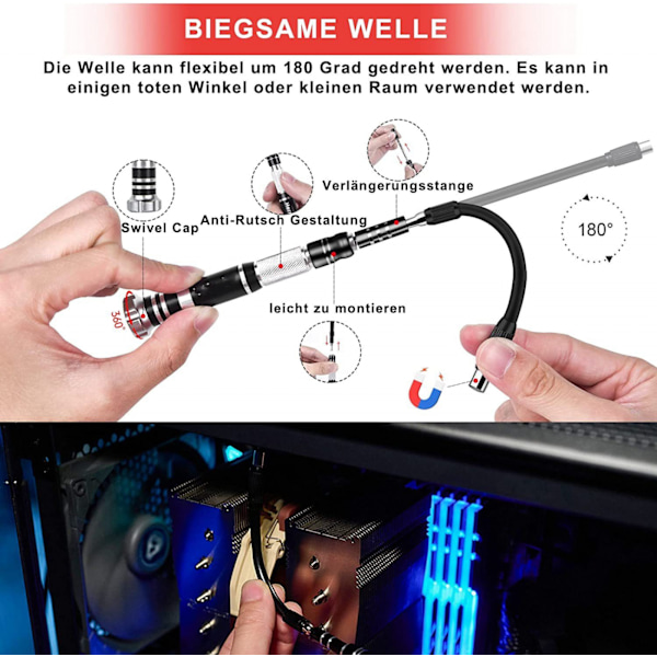 ##/Magnetisk precisionsskruvmejselset med bitsats 115 delar Reparation##/