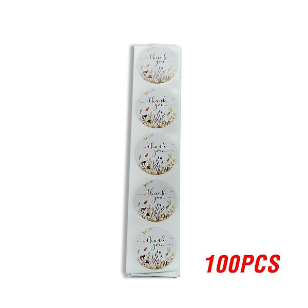 Etikett Rulle Blomma Tack Stickers Scrapbooking För Present Dekoration Pappersvaror Klistermärke Tätning Etikett Handgjorda Stickeryh223-100pcs