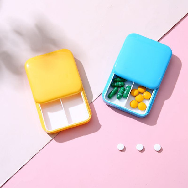 /#/4-pack pillerburk bärbar pillerburk mini plast pillerburk pillerförvaringslåda används för att förvara vitaminer mediciner etc. Blå gul orange grön/#/