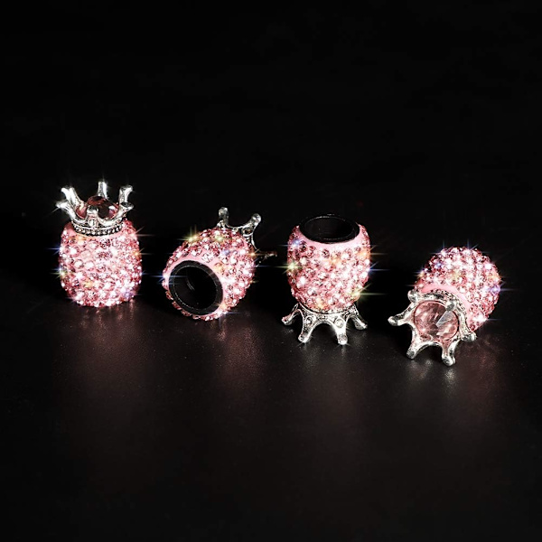 Ventilkapper (Pink Ananas) Ventil Dæksler Aluminium Krystal Dæk C