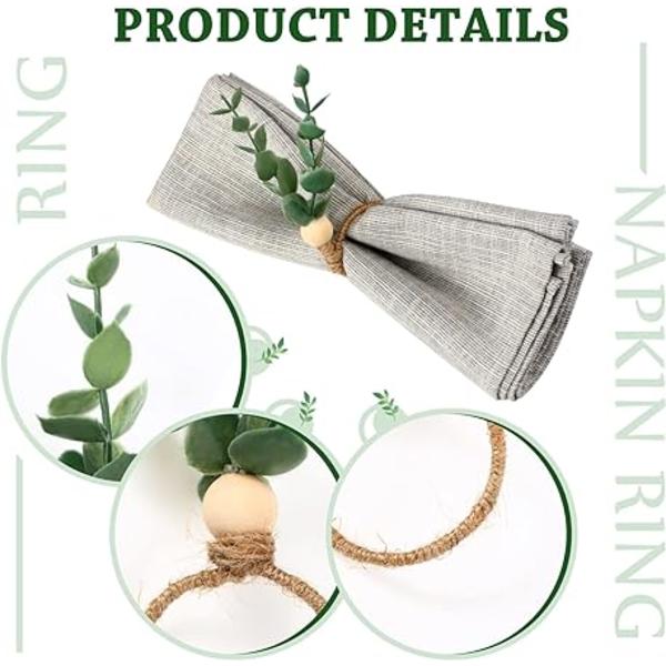 (6 kpl) Kevätpääsiäisen serviettisormukset Rustic Eucalyptus Napki
