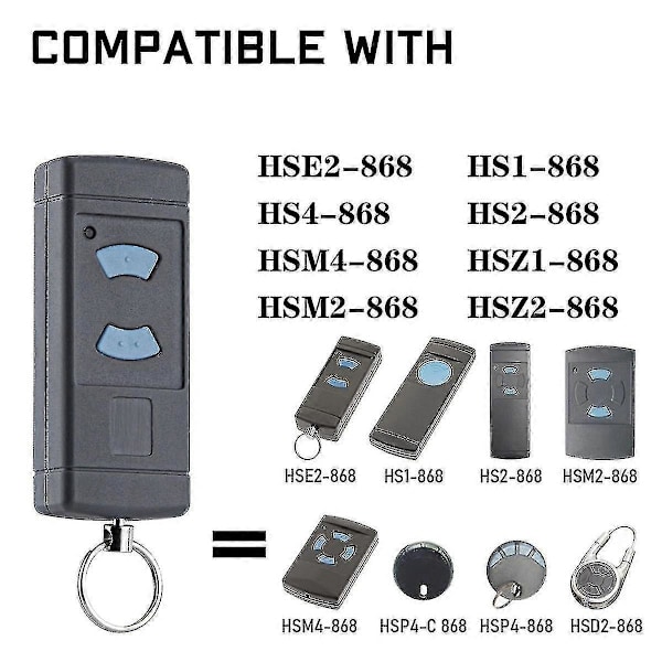 2-pak Garageport Fjernbetjening Håndholdt Sender Udskiftning til HSE2-868 HS4-868 HSM4-868 Promatic