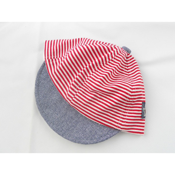 Sommerbabyhat med stjernebroderi 6 - 36 måneder (Røde striber 43 -