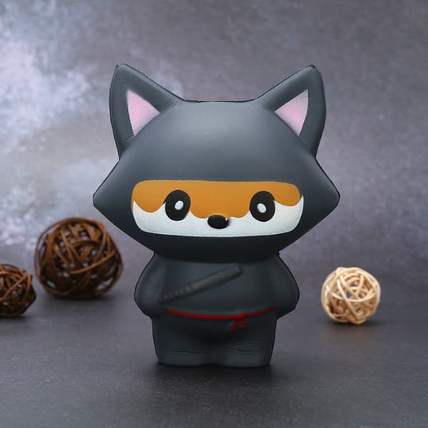 Ninja Fox Anti-Stress Leke (14 × 12 × 7 cm), Kawaii Stressavlastning