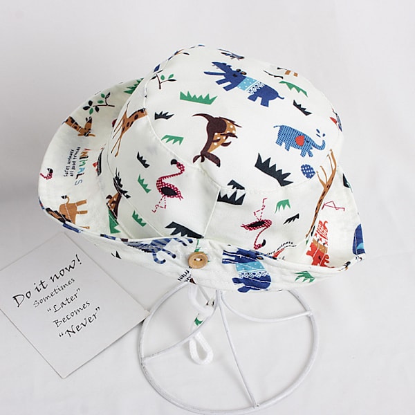 52cm - Barnhatt i bomull med djurtryck, UV-skyddande solhatt