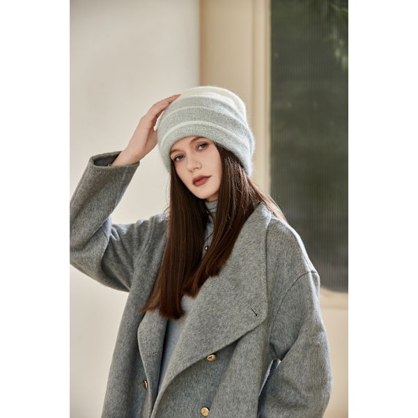 Yllehatt, varm hatt, stickad hatt, mjuk-Vit