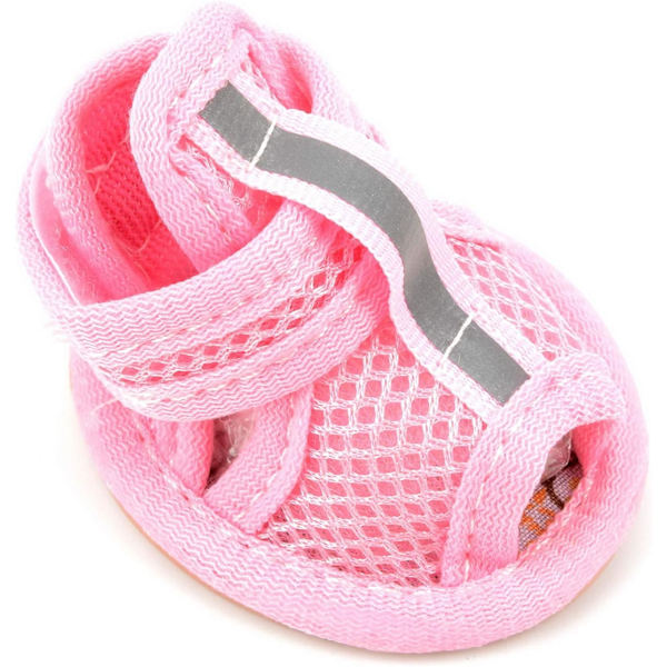 2 Par Sommer Mesh Åndbare Hunde Sko Anti-Slip Sandaler Justerbare