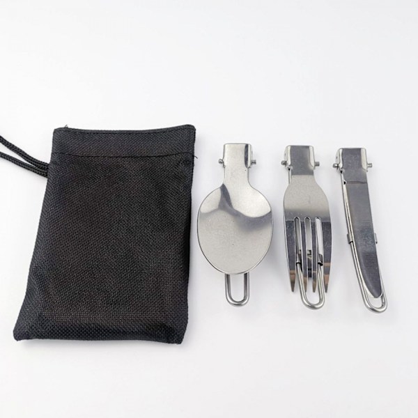 ##/Campingsskje campingbestikk 3-delt sammenleggbar rustfritt stål 2 sett##/