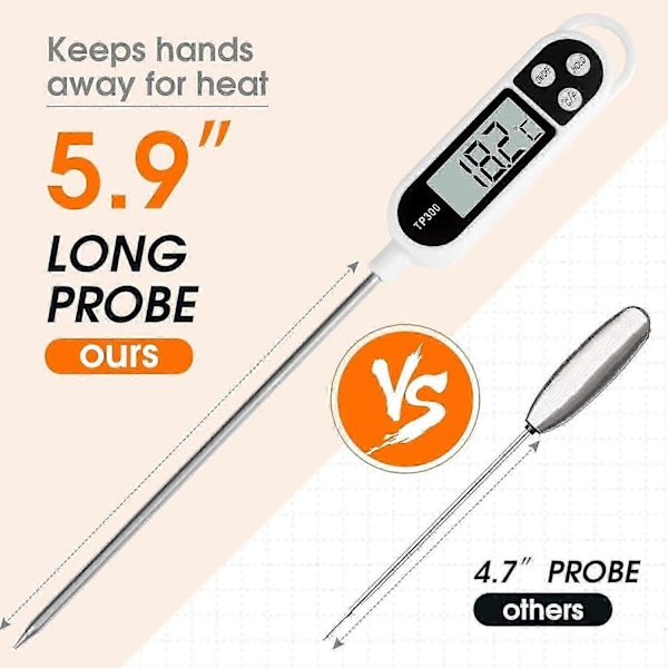 Kökstermometer, Digital termometer med lång sond, Direktavläsande matlagningstermometer