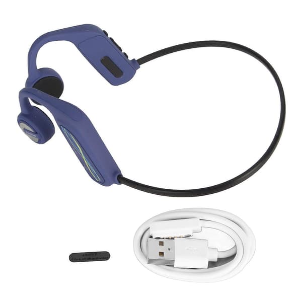 Beinledningshodetelefoner Bluetooth 5.0 Trådløse Hodetelefoner IP68 Vanntett Åpen Øre Headset for Løping Sykling Blå
