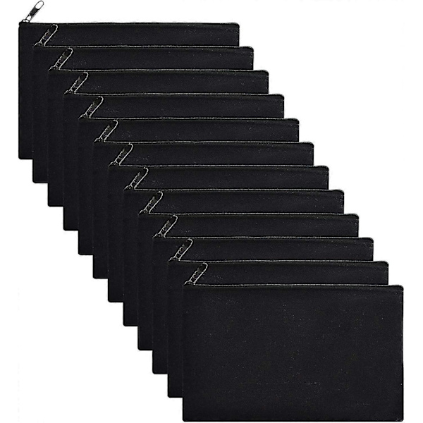 Lærredslynlåsposer, tomme makeup-tasker DIY håndværkstasker penalhus 12 pack