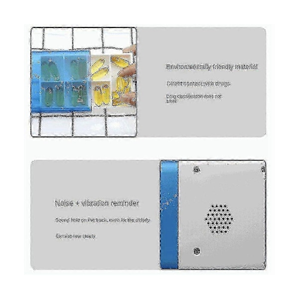 7 Fack Pillerask Medicinförvaringslåda Elektronisk Timer Påminnelse Medicinlådor Alarm Timer Piller Organizer (grå)