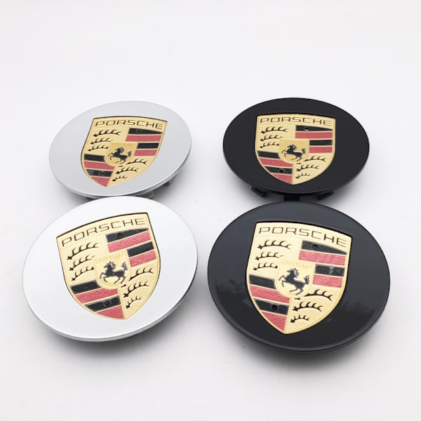 ##/Set med 4 centrumplastkåpor 75 mm Porsche Svart One size##/