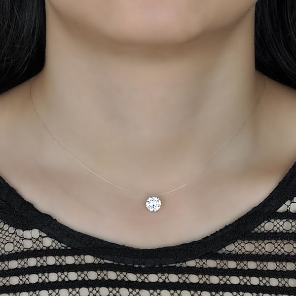 U Näkymätön kaulakoru naisille, solisluun kaulakoru, elegantti solitaari