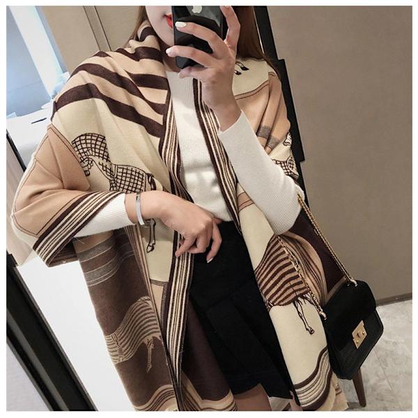 Talvinen Pashmina-huivi naisille - pitkä, suuri, paksu, lämmin, kääntökäyttöinen