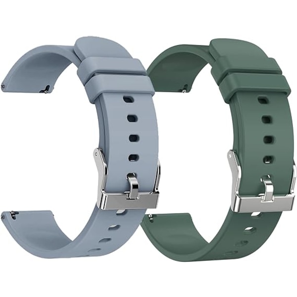 2 stykker (grå+blå) 20 mm erstatningsrem til Smart Watch, Soft S
