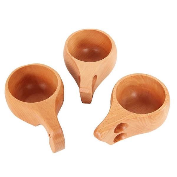 Udendørs Bærbar Træ Antik Kuksa Kaffe Te Mælk Morgenmad Drikkekrus Kop 3