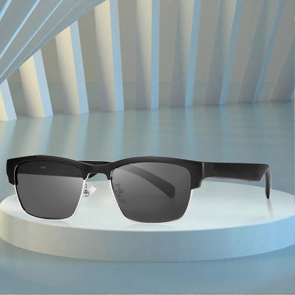 Bluetooth Glasögon Benledning Stereo IPX5 Vattentät HD Samtal Touch Kontroll Trådlösa Smarta Glasögon för Sport S Silver