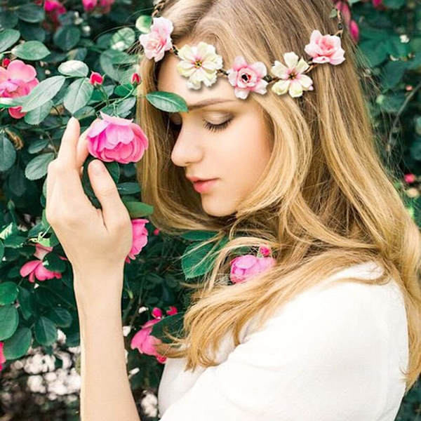 Blomsterdiadem, 4 stycken Elastiska Band Diadem Blomsterkrans