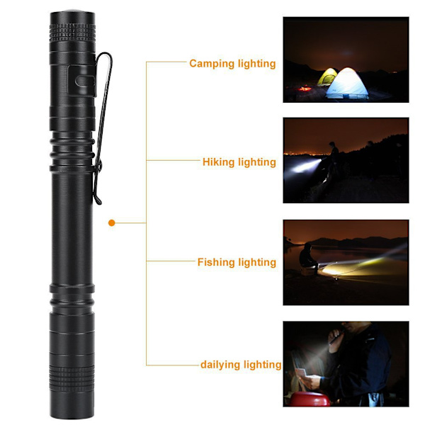 LED lommelykt med klips (lengde 9 cm) Pennelykt medisinsk mini port
