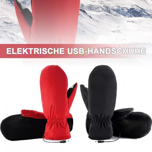 Røde skinnhansker, elektriske varmehansker, USB-oppladbare