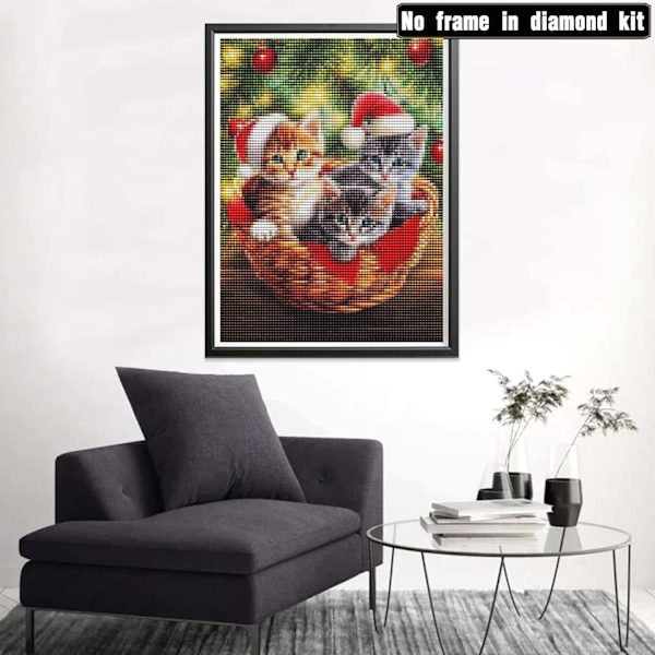 ##/Jule-diamantmalerisett 5D, 12x16 tommer, Katt##/
