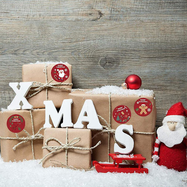 Julgransdekaler Julklappstema Tätningsdekaler för DIY-gåvor Bakning Paket Kuvert Pappersvaror Dekorqy1656-100st