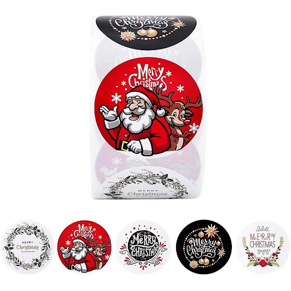 Julegavepakke-klistremerker med julemotiv, Santa Claus, 1 tomme, QY1518-300 stk.