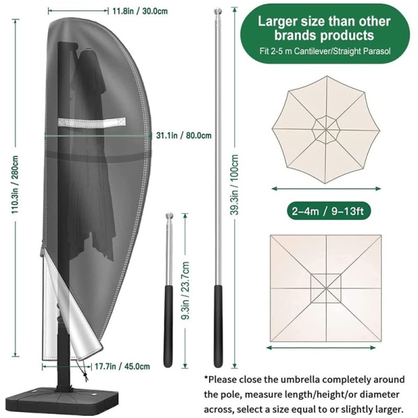 Paraplytrekk, 285 cm hageparaplytrekk/beskyttende Oxford Wa