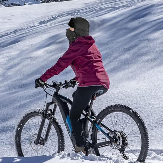 Pehmustettu lentäjänhattu - Musta, tuulenpitävällä maskilla, unisex talviratsastaja