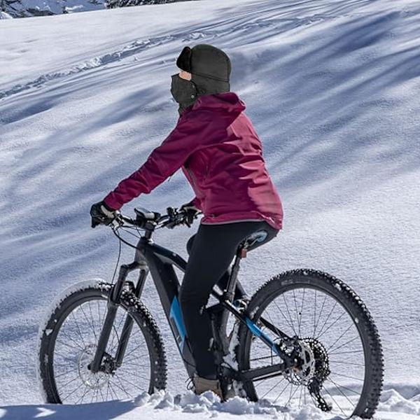 ##/Puderet Pilot Hat - Sort med Vindtæt Maske, Unisex Vinter Rider##/